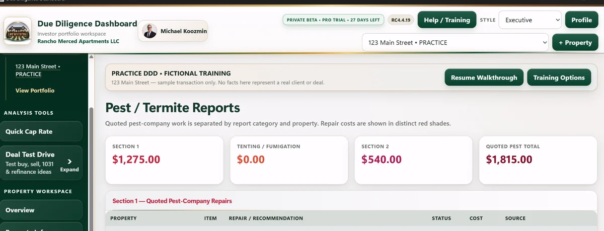 Pest and termite repair totals