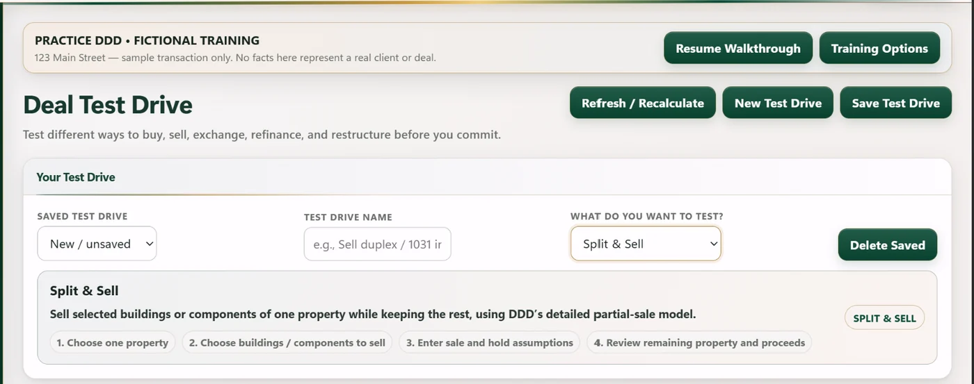 Deal Test Drive Split and Sell workflow