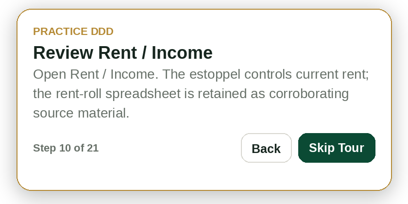 Practice DDD tutorial step: Review Rent and Income