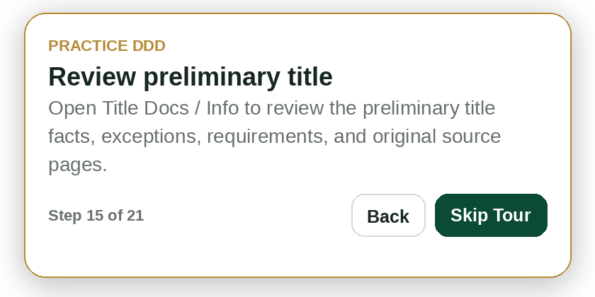 Practice DDD tutorial step: Review preliminary title