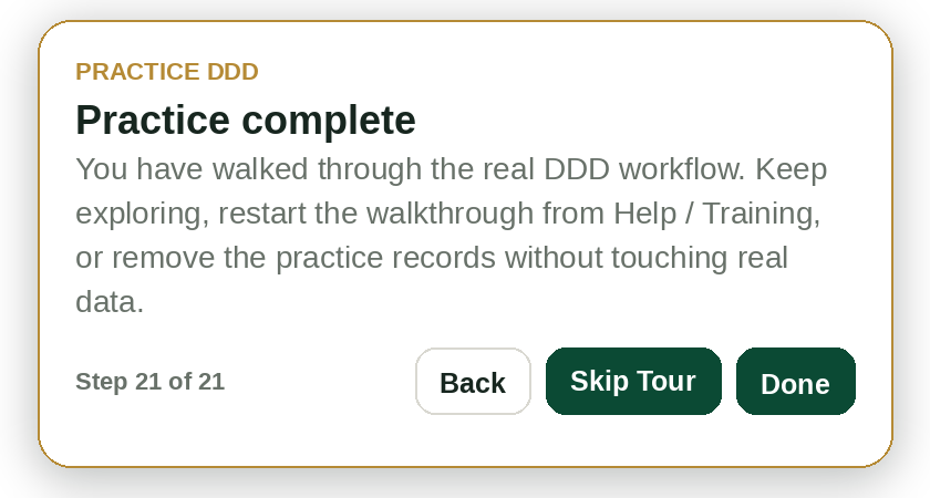 Practice DDD tutorial step: Practice complete